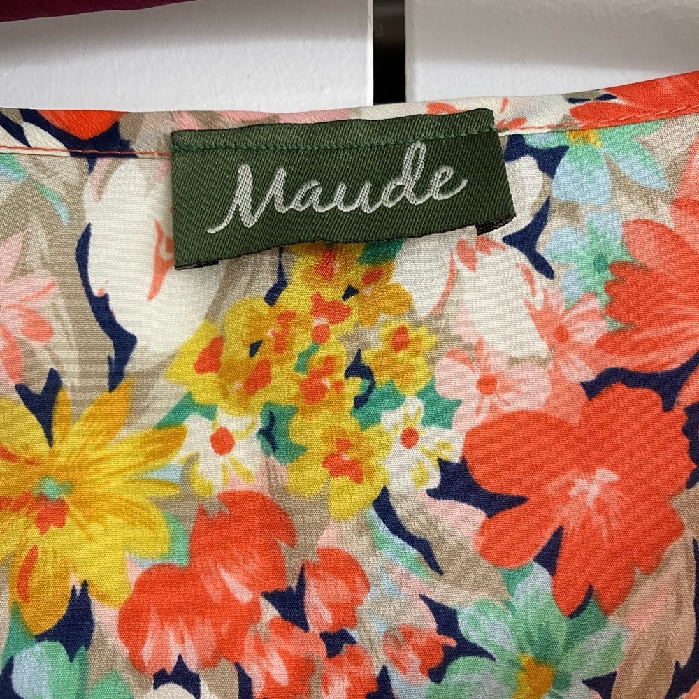 Anthropologie Maude Vibrant Floral Blouse - Pink, Yellow, Green - Picture 2 of 8